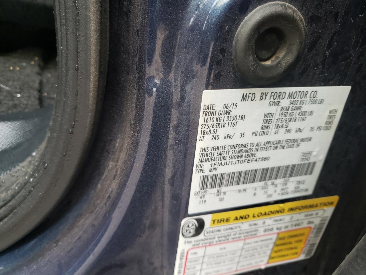 Photo 10 from auction – 2015 FORD EXPEDITION with VIN 1FMJU1JT0FEF47560
