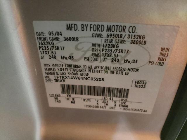 Photo 10 from auction – 2004 FORD F150 with VIN 1FTRX14W64NC05208