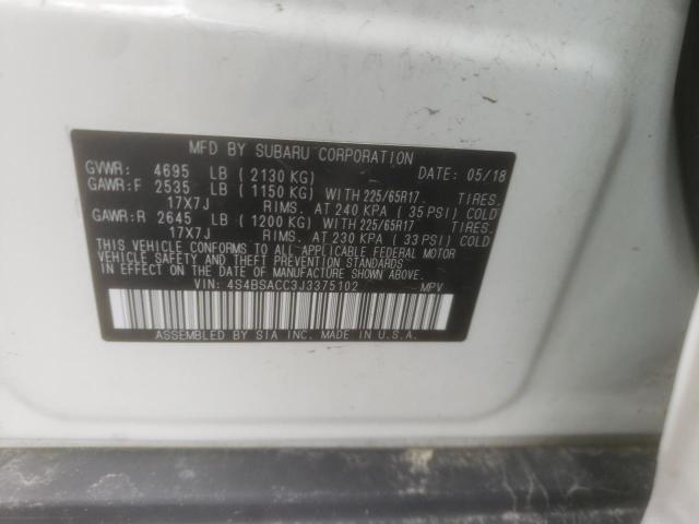 Photo 10 from auction – 2018 SUBARU OUTBACK 2. with VIN 4S4BSACC3J3375102