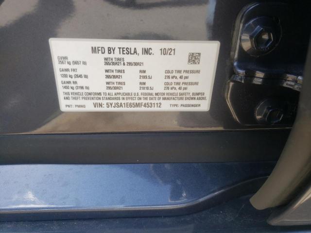 TESLA MODEL S 2021 with VIN 5YJSA1E65MF453112 - Photo from auction
