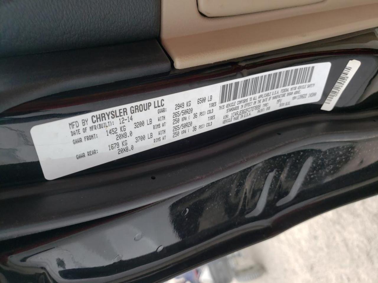 Photo 10 from auction – 2015 JEEP GRAND CHER with VIN 1C4RJEBG2FC727899