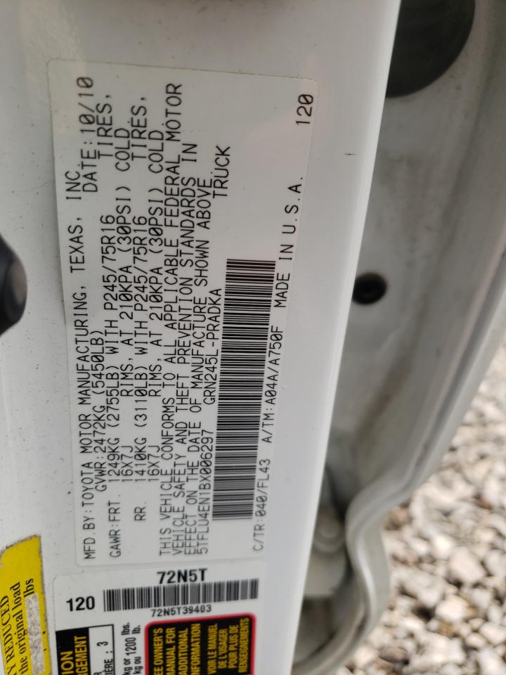 Photo 10 from auction – 2011 TOYOTA TACOMA DOU with VIN 5TFLU4EN1BX006297