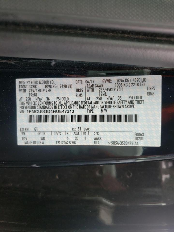 Photo 10 from auction – 2017 FORD ESCAPE SE with VIN 1FMCU0GD4HUE47313