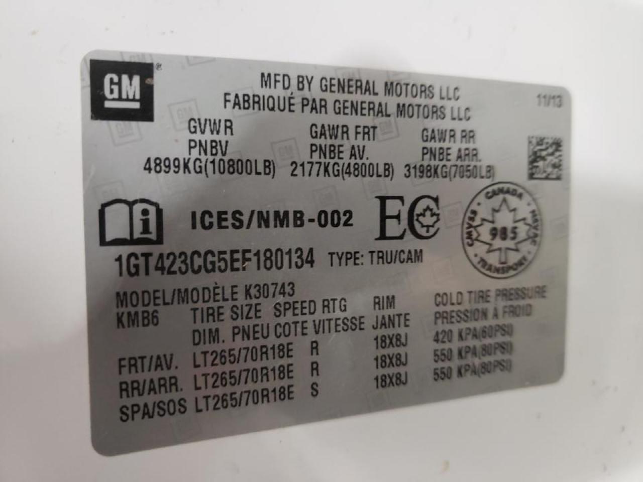 Photo 10 from auction – 2014 GMC SIERRA K35 with VIN 1GT423CG5EF180134