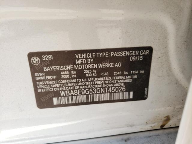 Photo 10 from auction – 2016 BMW 328 I SULE with VIN WBA8E9G53GNT45026