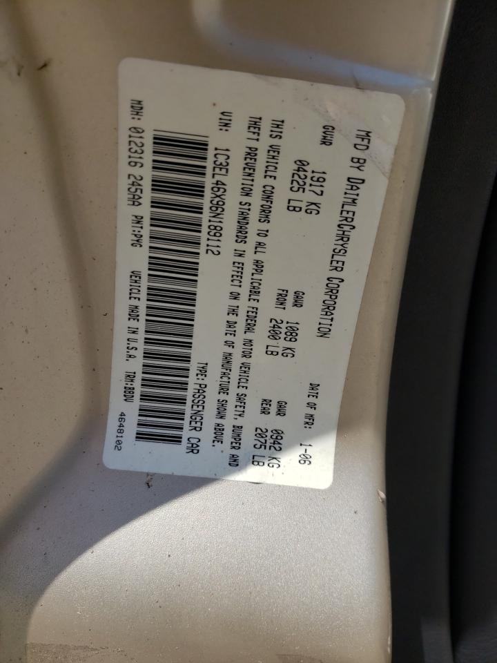 Photo 10 from auction – 2006 CHRYSLER SEBRING with VIN 1C3EL46X96N189112