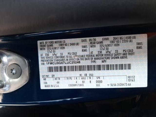Photo 10 from auction – 2020 FORD ESCAPE SE with VIN 1FMCU9G67LUC25248