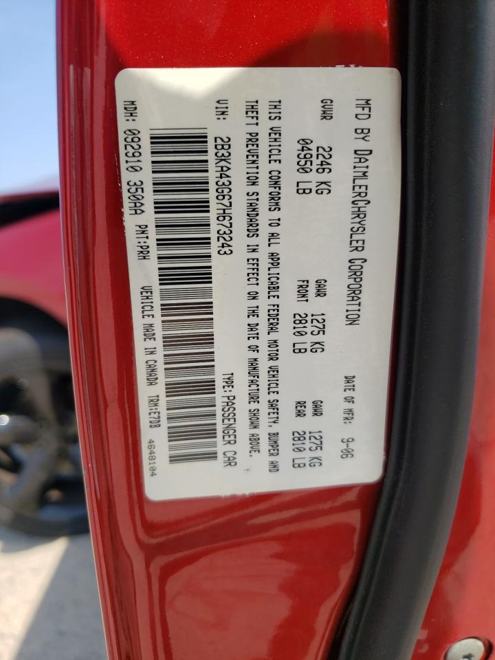 Photo 10 from auction – 2007 DODGE CHARGER SE with VIN 2B3KA43G67H673243