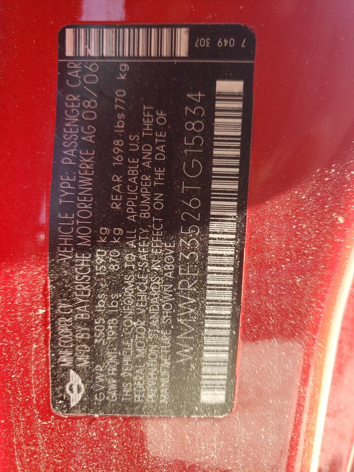 Photo 10 from auction – 2006 MINI COOPER with VIN WMWRF33526TG15834