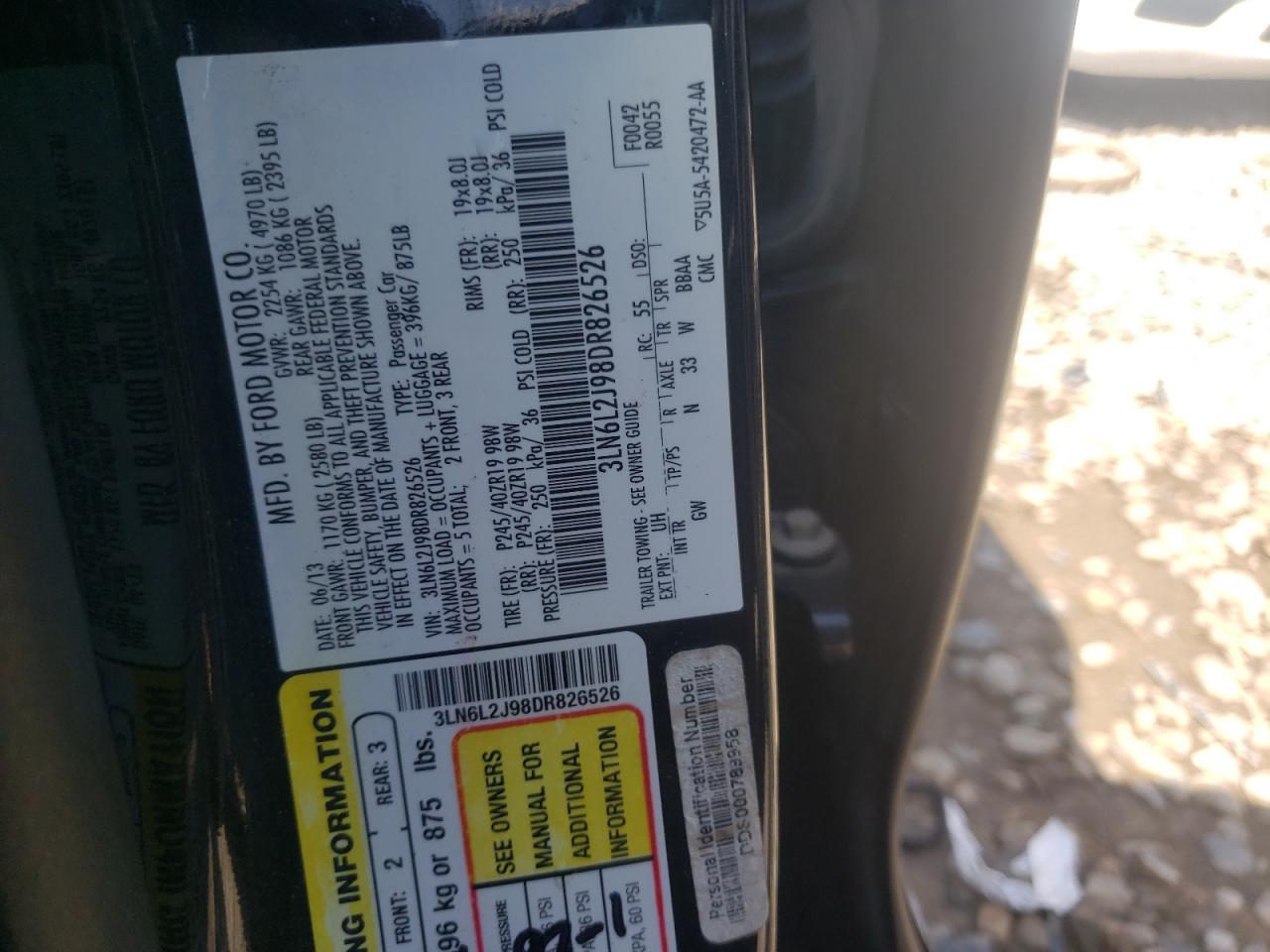 Photo 10 from auction – 2013 LINCOLN MKZ with VIN 3LN6L2J98DR826526