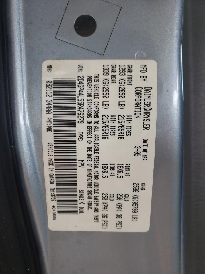 Photo 10 from auction – 2005 DODGE GRAND CARA with VIN 2D4GP44L55R476279