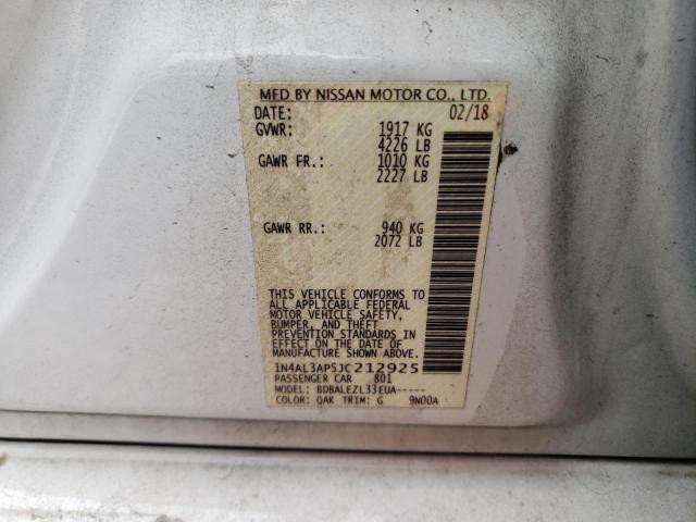 Photo 10 from auction – 2018 NISSAN ALTIMA 2.5 with VIN 1N4AL3AP5JC212925