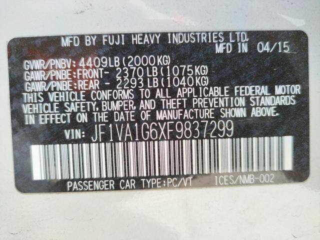 Photo 10 from auction – 2015 SUBARU WRX LIMITE with VIN JF1VA1G6XF9837299