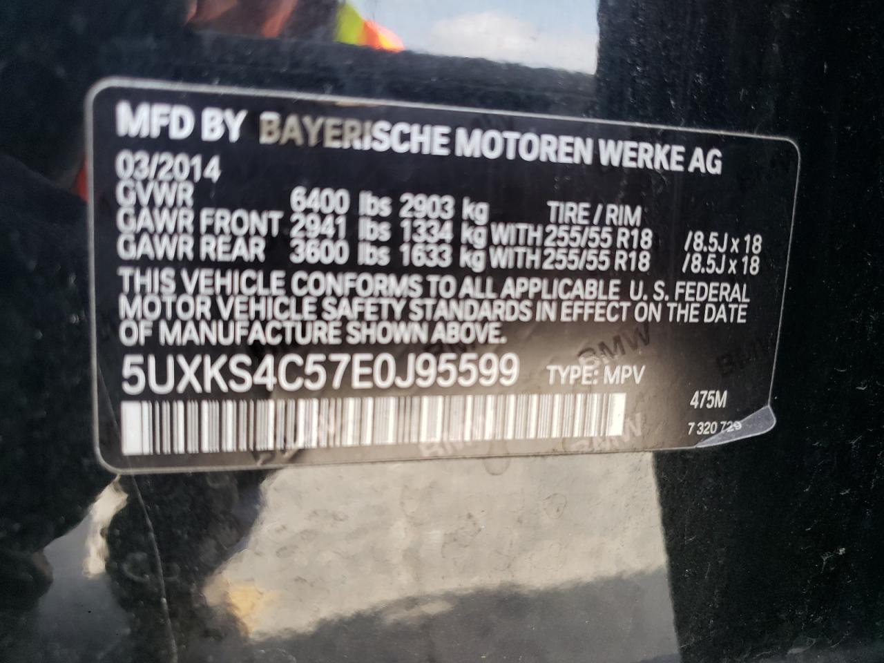 Photo 10 from auction – 2014 BMW X5 XDRIVE3 with VIN 5UXKS4C57E0J95599