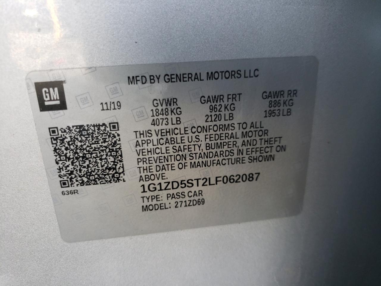 Photo 10 from auction – 2020 CHEVROLET MALIBU LT with VIN 1G1ZD5ST2LF062087