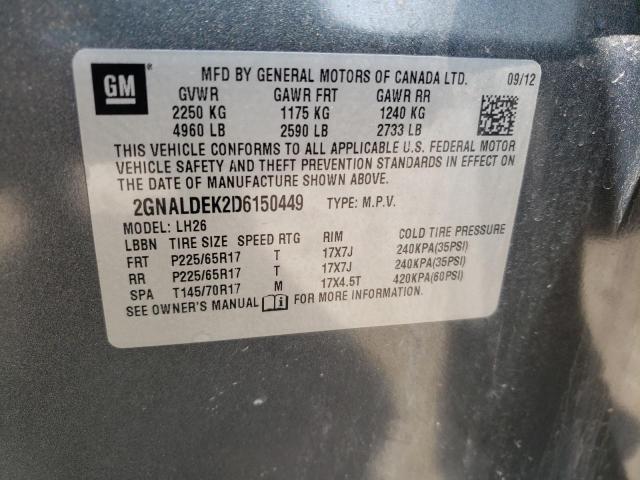 Photo 10 from auction – 2013 CHEVROLET EQUINOX LT with VIN 2GNALDEK2D6150449