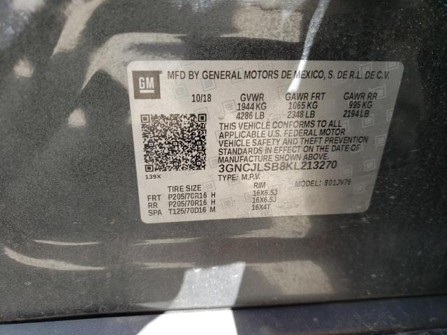 Photo 10 from auction – 2019 CHEVROLET TRAX 1LT with VIN 3GNCJLSB8KL213270