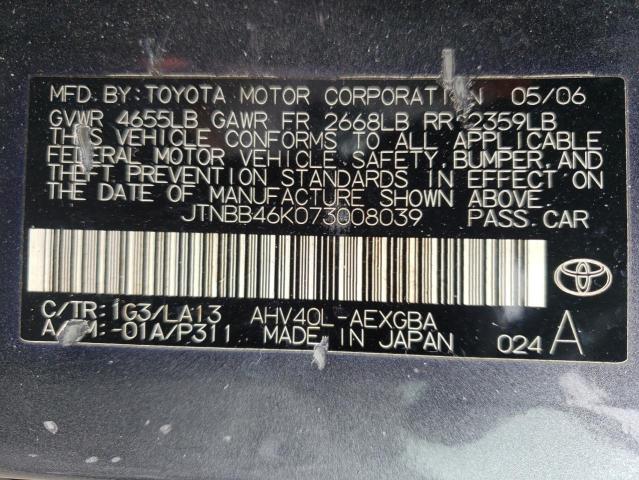 Photo 1 from auction – 2007 TOYOTA CAMRY HYBR with VIN JTNBB46K073008039