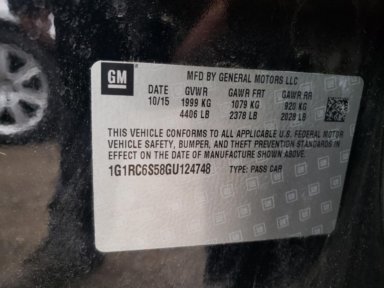 Photo 10 from auction – 2016 CHEVROLET VOLT LT with VIN 1G1RC6S58GU124748