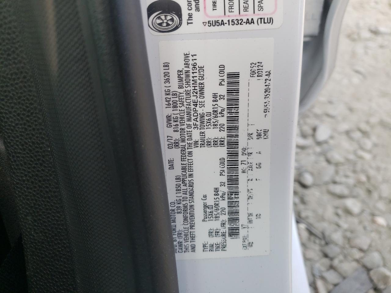 Photo 10 from auction – 2017 FORD FIESTA SE with VIN 3FADP4EJ2HM119611