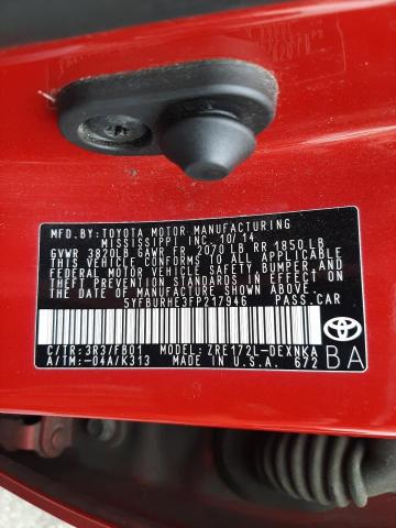 Photo 10 from auction – 2015 TOYOTA COROLLA L with VIN 5YFBURHE3FP217946