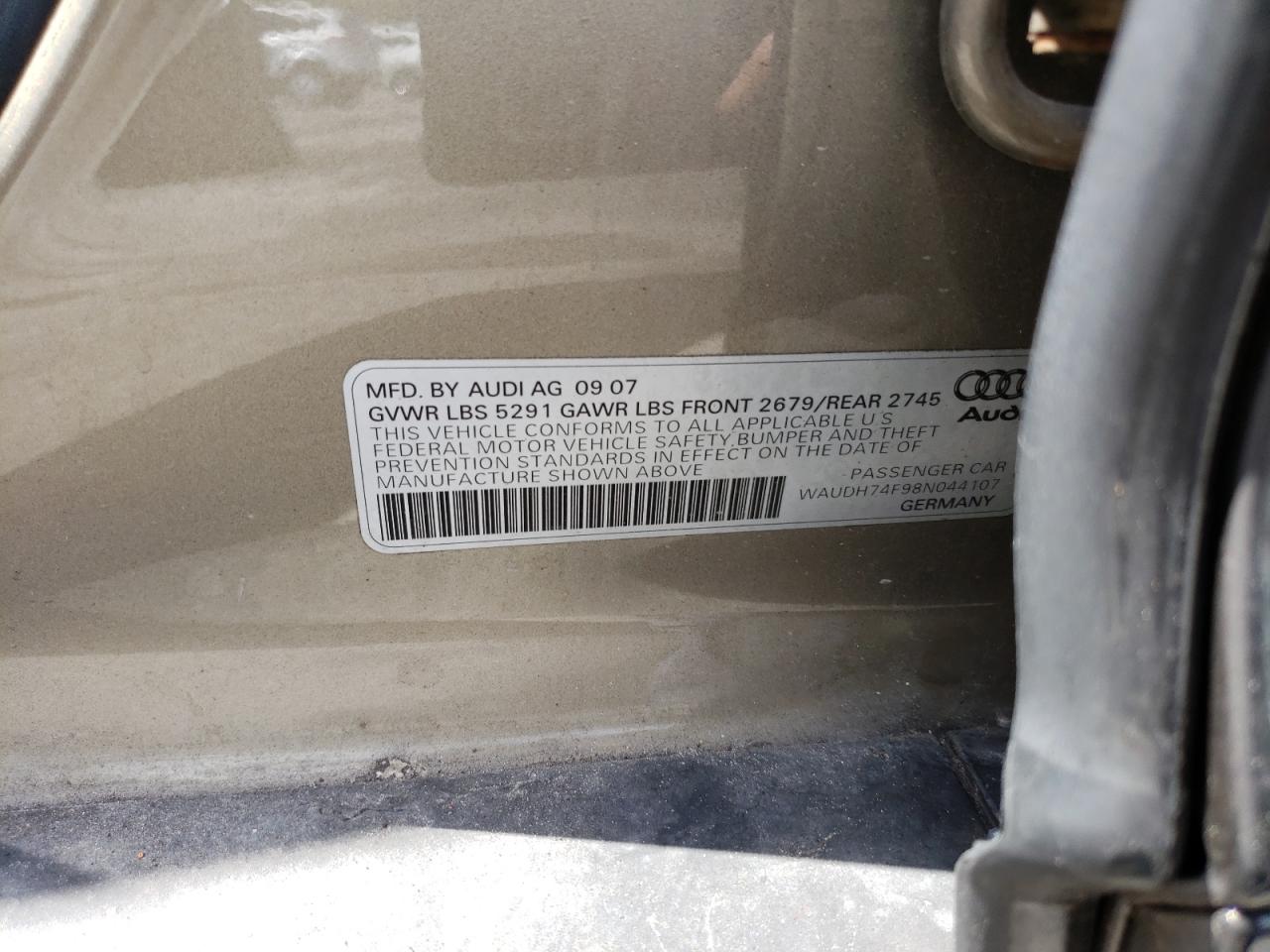Zdjęcie 10 z aukcji – 2008 AUDI A6 3.2 QUA z VIN WAUDH74F98N044107