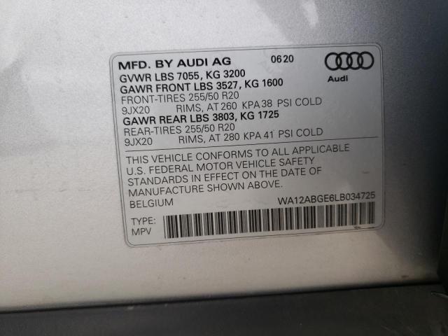 Photo 10 from auction – 2020 AUDI E-TRON SPO with VIN WA12ABGE6LB034725