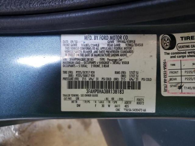 Photo 10 from auction – 2011 FORD FUSION SE with VIN 3FAHP0HA3BR138183