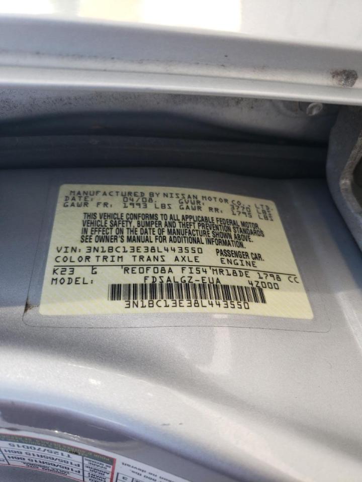 Photo 10 from auction – 2008 NISSAN VERSA S with VIN 3N1BC13E38L443550
