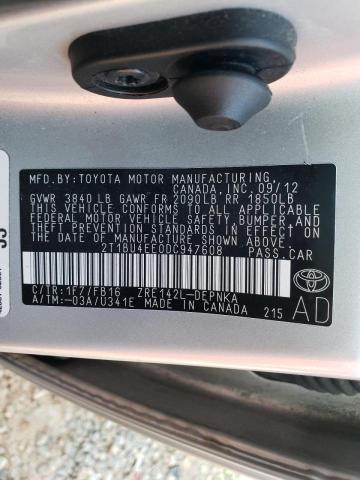 Photo 10 from auction – 2013 TOYOTA COROLLA BA with VIN 2T1BU4EE0DC947608