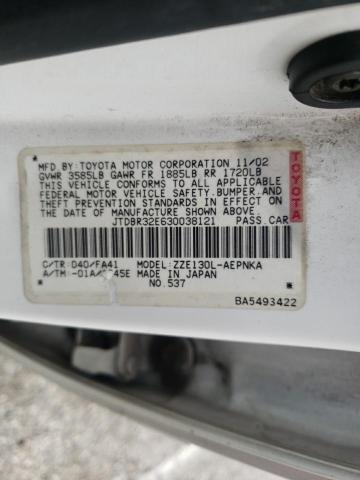 Photo 10 from auction – 2003 TOYOTA COROLLA CE with VIN JTDBR32E630038121