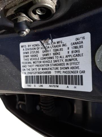 Photo 10 from auction – 2016 HONDA CIVIC LX with VIN 2HGFC2F56GH548589