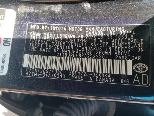 Photo 10 from auction – 2015 TOYOTA COROLLA L with VIN 2T1BURHE8FC253230