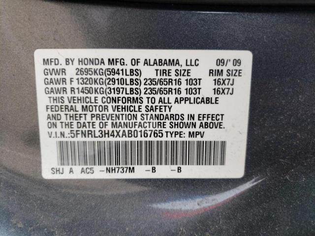 Photo 10 from auction – 2010 HONDA ODYSSEY EX with VIN 5FNRL3H4XAB016765