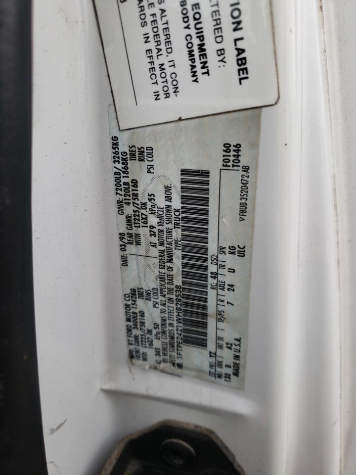 Photo 10 from auction – 1998 FORD ECONOLINE with VIN 1FTPE2421WHB28538