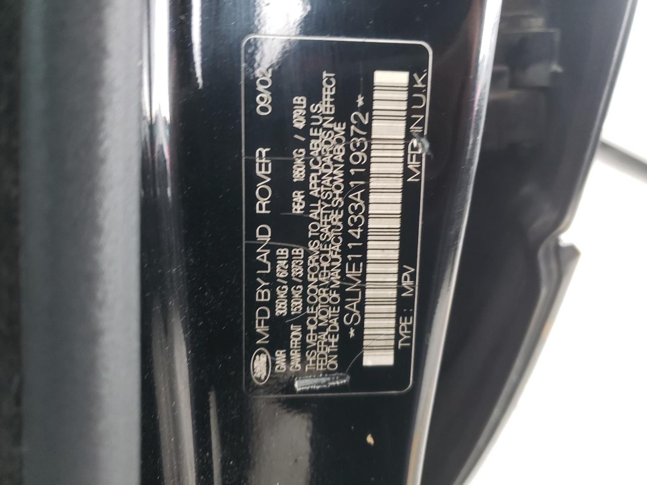 Photo 10 from auction – 2003 LAND ROVER RANGE ROVE with VIN SALME11433A119372