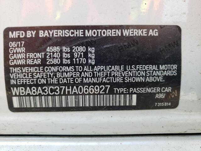 Photo 10 from auction – 2017 BMW 320 XI with VIN WBA8A3C37HA066927