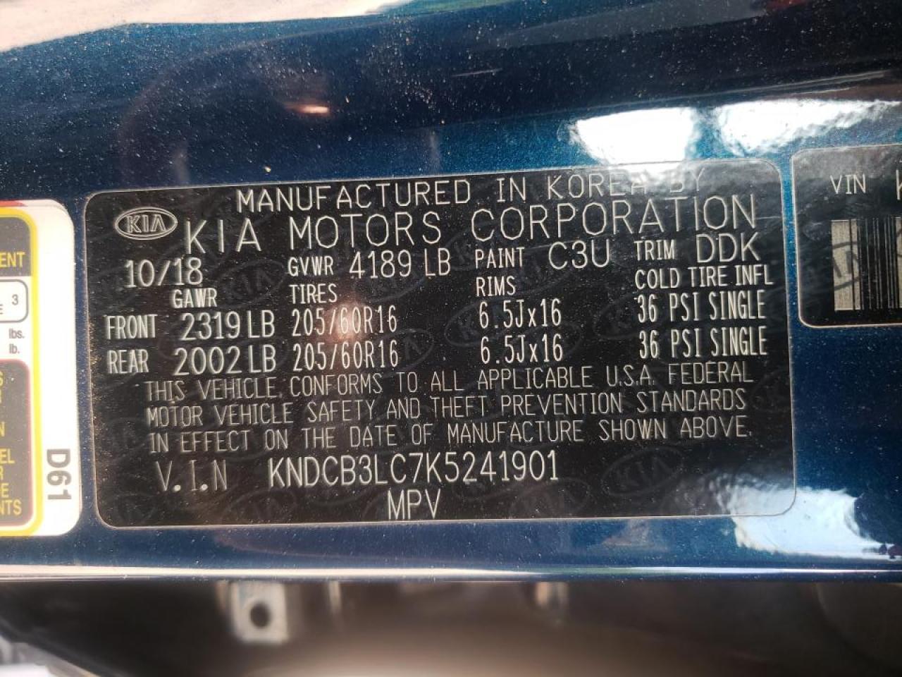 Foto 10 de la subasta – 2019 KIA NIRO FE con VIN KNDCB3LC7K5241901