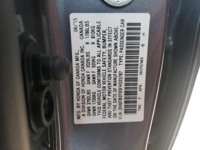 Photo 10 from auction – 2015 HONDA CIVIC EXL with VIN 2HGFB2F95FH535787