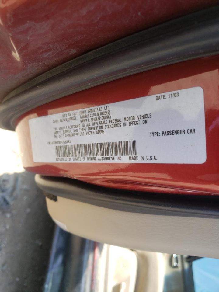 Photo 10 from auction – 2004 SUBARU LEGACY OUT with VIN 4S3BH675847632893