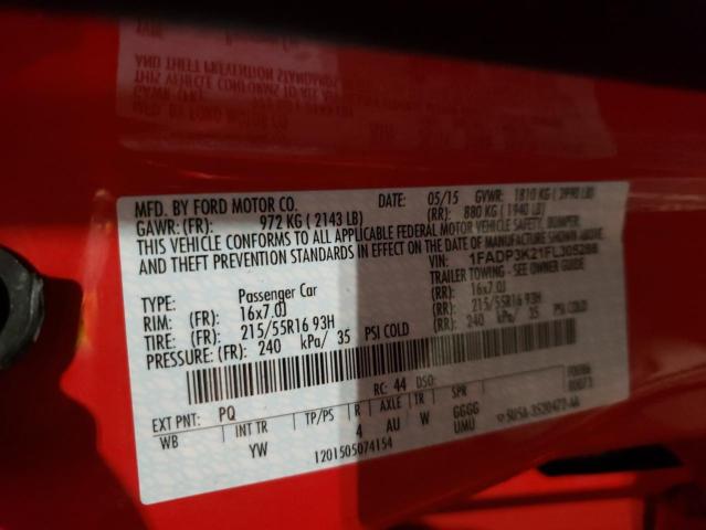 Photo 10 from auction – 2015 FORD FOCUS SE with VIN 1FADP3K21FL305288