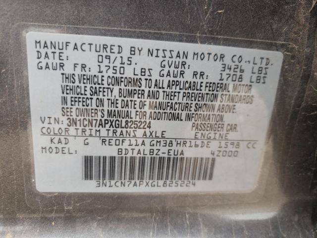 Photo 10 from auction – 2016 NISSAN VERSA S with VIN 3N1CN7APXGL825224