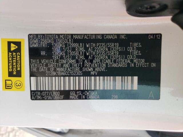 Photo 10 from auction – 2012 LEXUS RX 350 with VIN 2T2BK1BA6CC152305