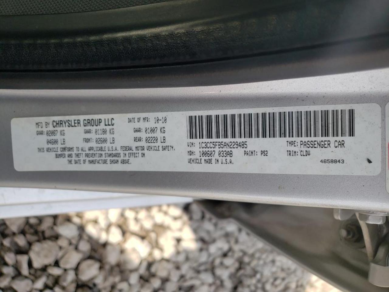 Photo 10 from auction – 2010 CHRYSLER SEBRING LI with VIN 1C3CC5FB5AN229485