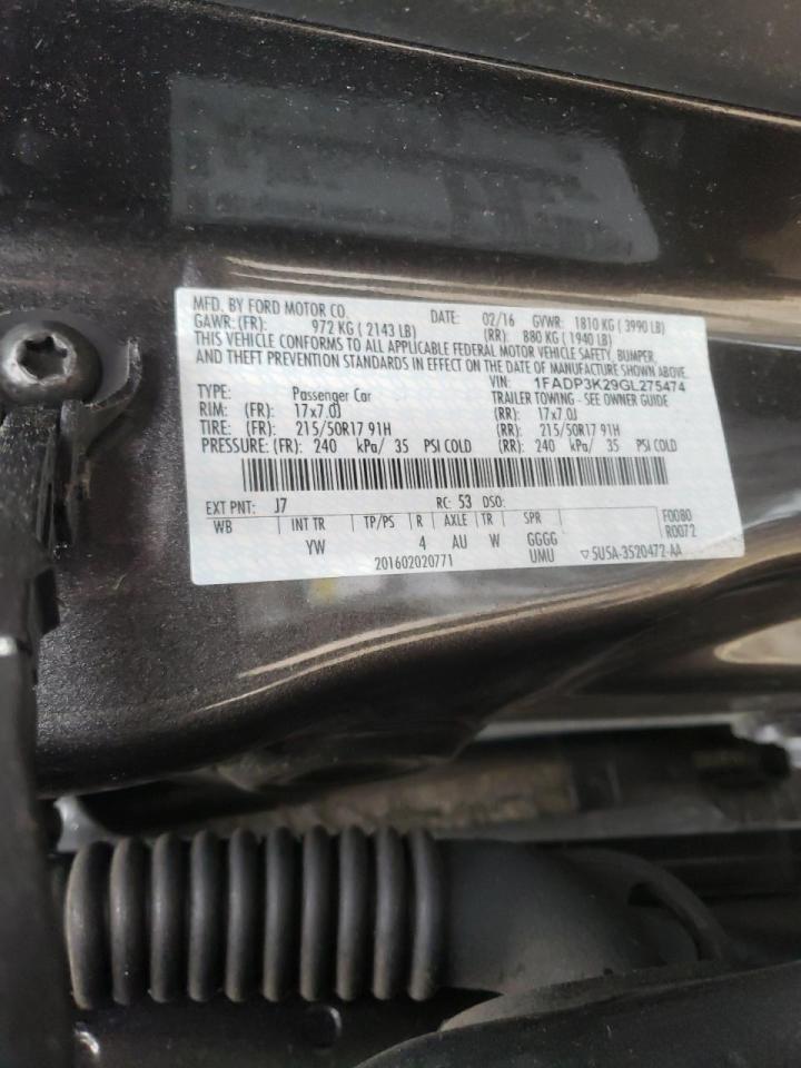 Photo 10 from auction – 2016 FORD FOCUS SE with VIN 1FADP3K29GL275474