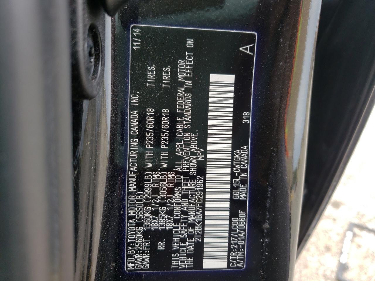 Photo 11 from auction – 2015 LEXUS RX 350 BAS with VIN 2T2BK1BA7FC291962