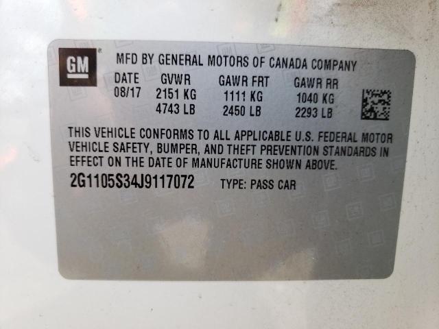 Photo 10 from auction – 2018 CHEVROLET IMPALA LT with VIN 2G1105S34J9117072