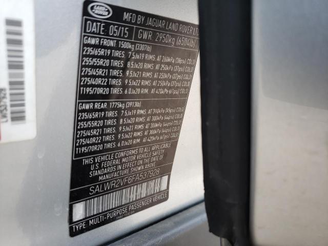 Photo 10 from auction – 2015 LAND ROVER RANGE ROVE with VIN SALWR2VF6FA537928