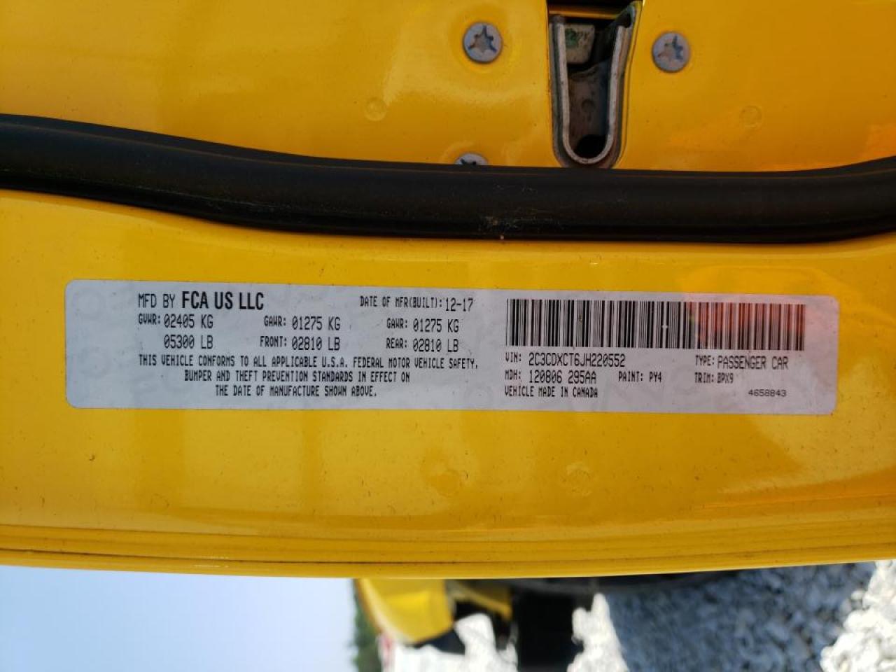 Photo 10 from auction – 2018 DODGE CHARGER R/ with VIN 2C3CDXCT6JH220552