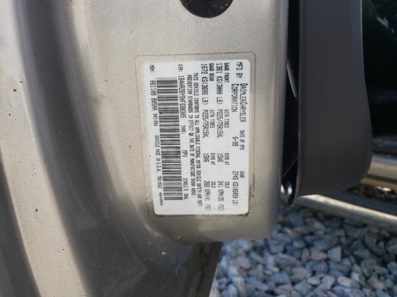 Photo 10 from auction – 1999 DODGE DURANGO with VIN 1B4HR28Y9XF698305